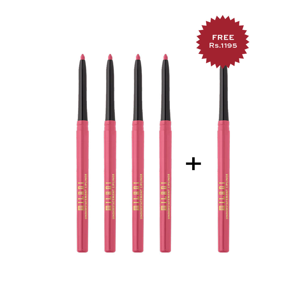 Milani Understatement Lipliner 130 Audacious Pink 4pc Set + 1 Full Size Product Worth 25% Value Free