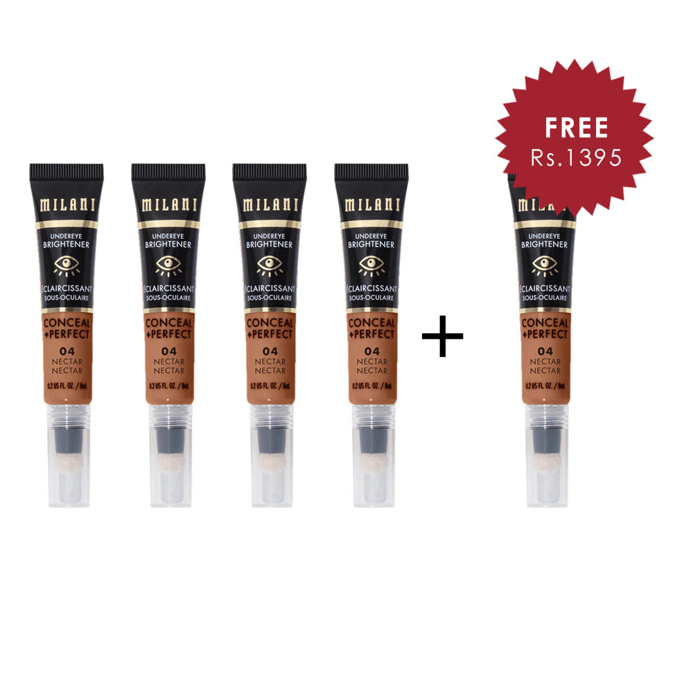Milani Conceal + Perfect Undereye Brightener-04 Nectar 4pc Set + 1 Full Size Product Worth 25% Value Free