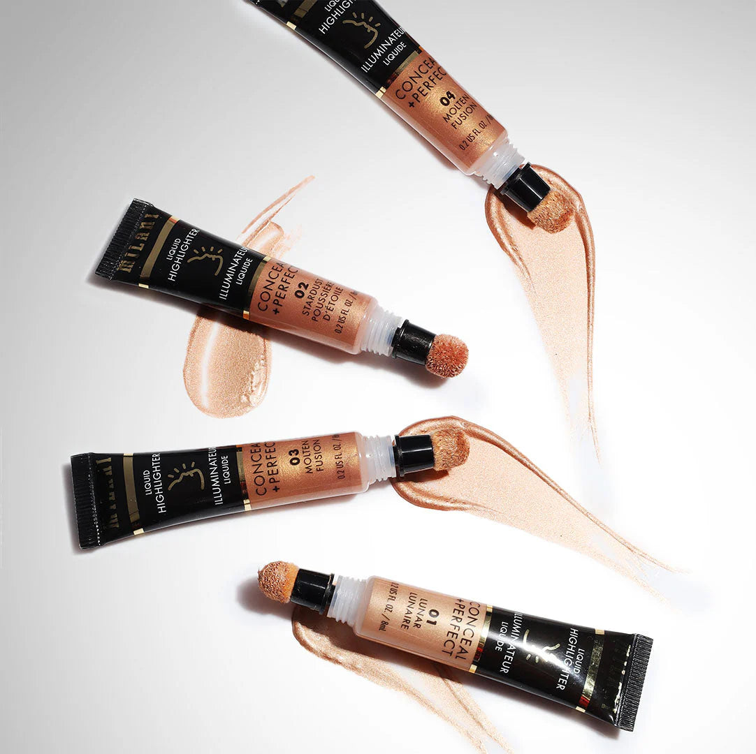 Milani Conceal + Perfect Liquid Highlighter-02 Stardust 4pc Set + 1 Full Size Product Worth 25% Value Free