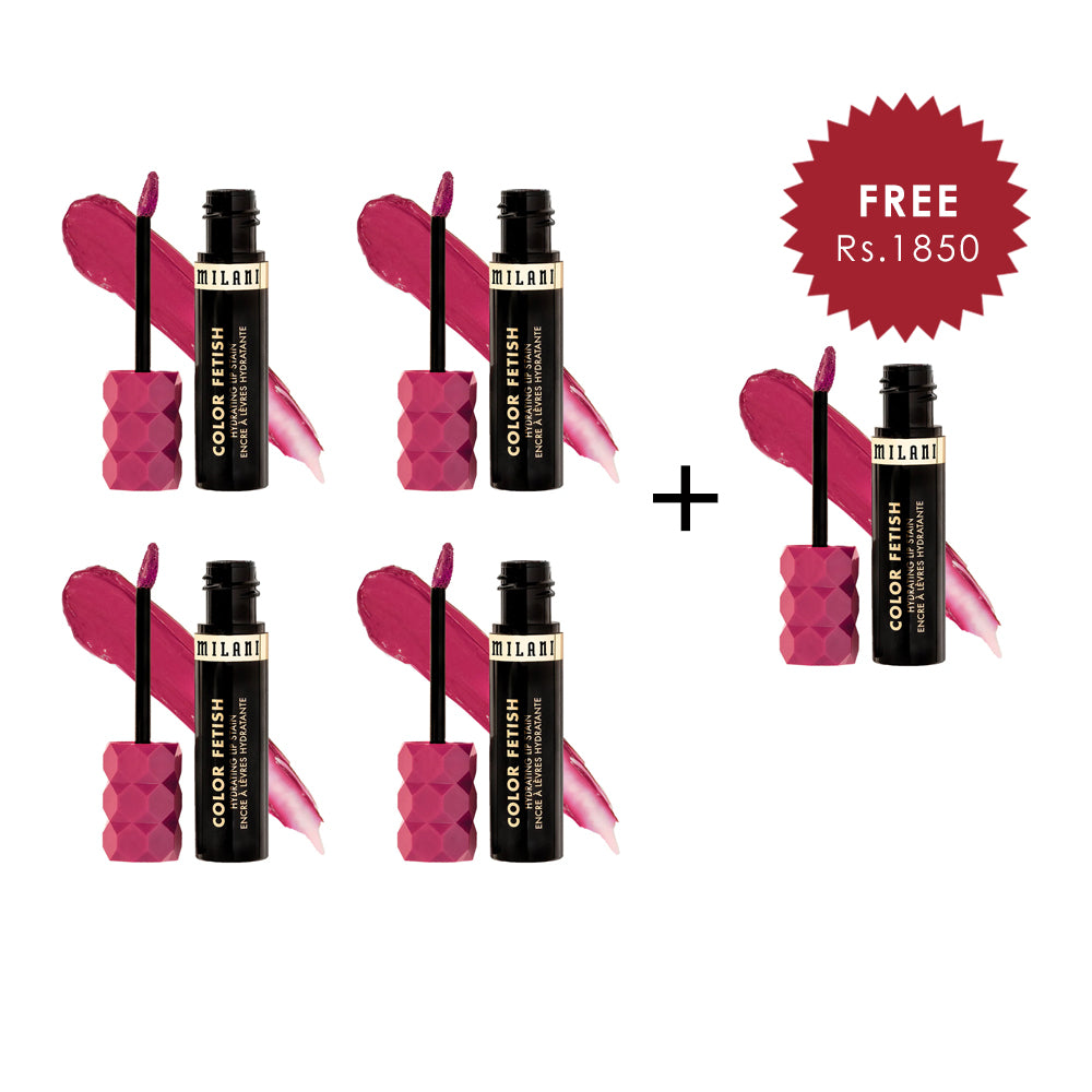 Milani Color Fetish Hydrating Lip Stain-140 Pink About It 4pc Set + 1 Full Size Product Worth 25% Value Free