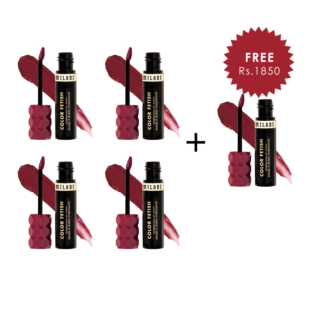 Milani Color Fetish Hydrating Lip Stain-160 Bitten Berry 4pc Set + 1 Full Size Product Worth 25% Value Free