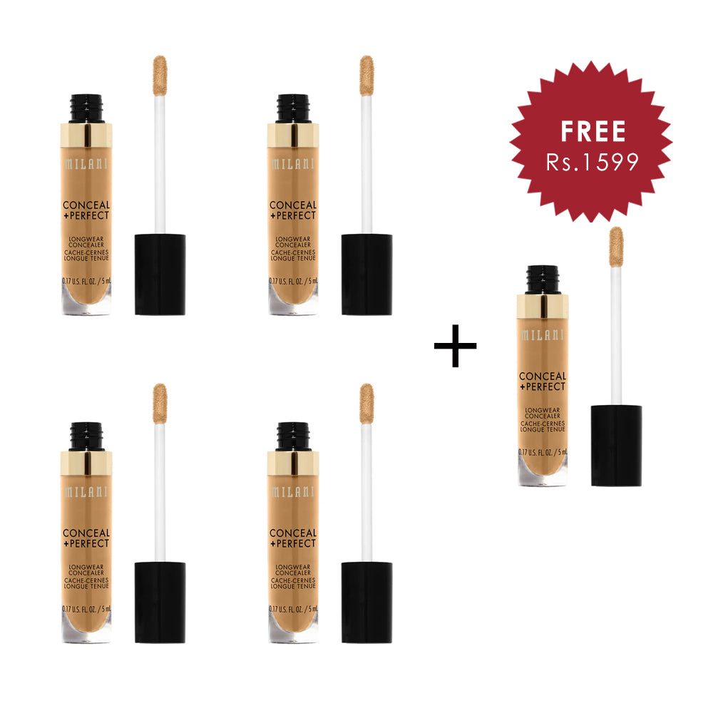Milani Conceal + Perfect Long Wear Concealer Natural Sand 4pc Set + 1 Full Size Product Worth 25% Value Free