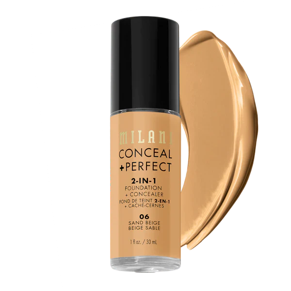 Milani Conceal + Perfect 2-in-1 Foundation + Concealer - Sand Beige 4pc Set + 1 Full Size Product Worth 25% Value Free