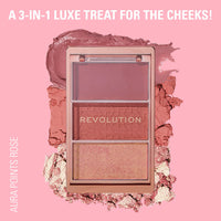 Makeup Revolution Blush Icon Palette Aura Points Rose 4pc Set + 1 Full Size Product Worth 25% Value Free