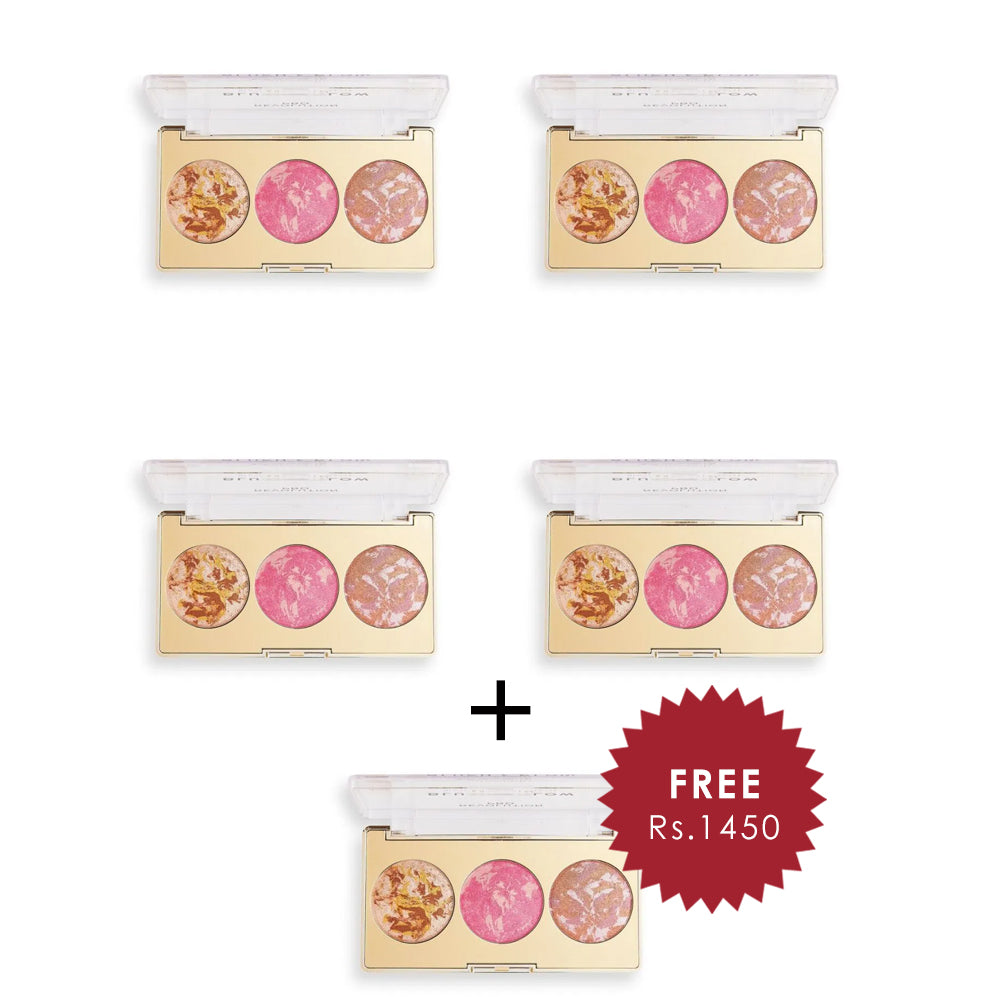 Revolution Pro Blush & Glow Palette Cranberry Glow 4pc Set + 1 Full Size Product Worth 25% Value Free