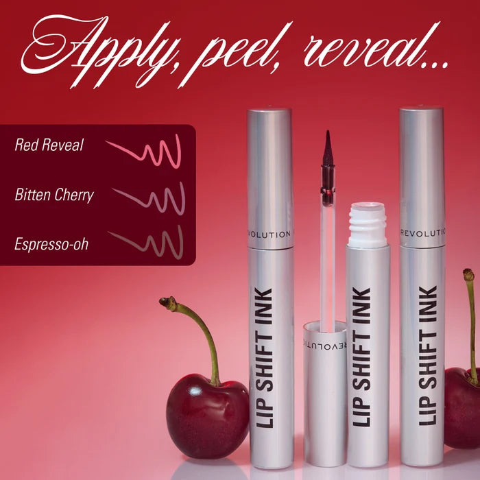 Makeup Revolution Lip Shift Ink Peel Off Lipliner Stain Bitten Cherry 4pc Set + 1 Full Size Product Worth 25% Value Free