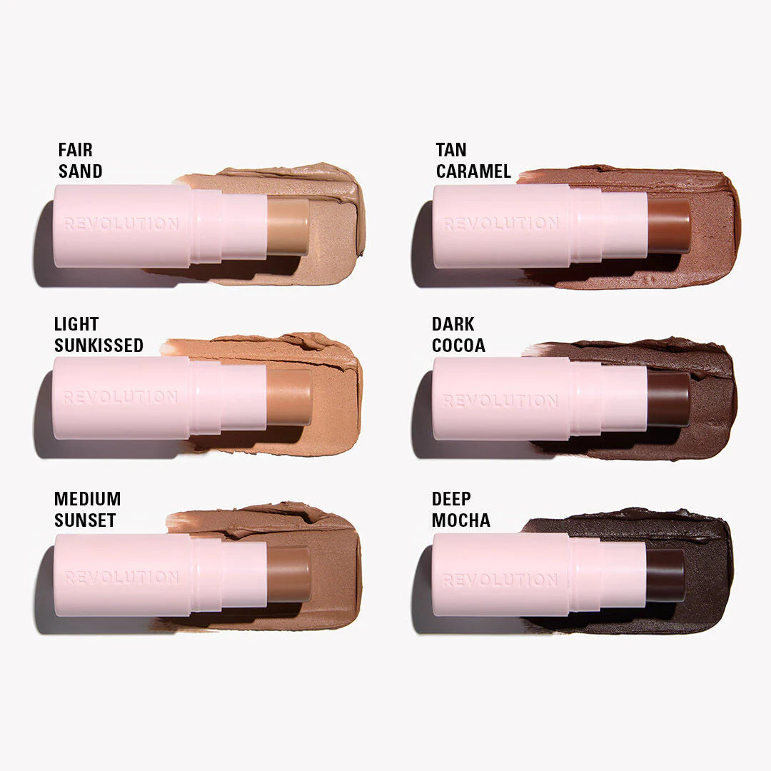 Makeup Revolution Skin Silk Bronzer Stick Fair Sand 4pc Set + 1 Full Size Product Worth 25% Value Free
