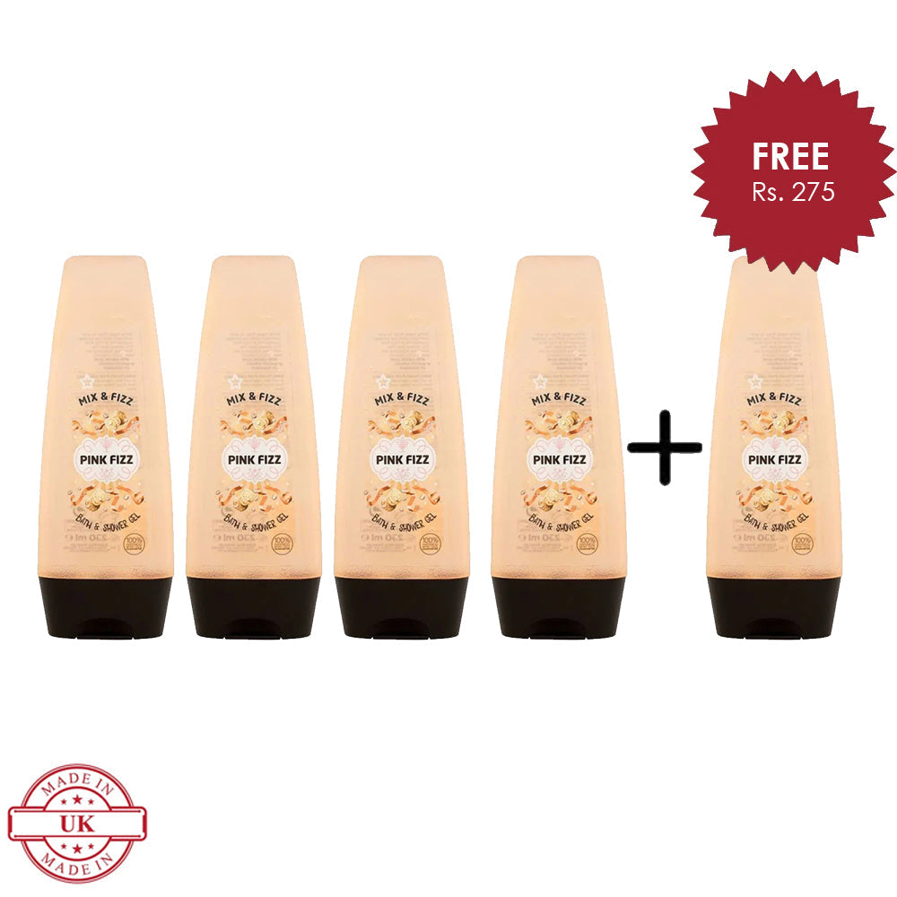 Superdrug Mix and Fizz Pink Fizz Bath and Shower Gel 250ml 4Pcs Set + 1 Full Size Product Worth 25% Value Free