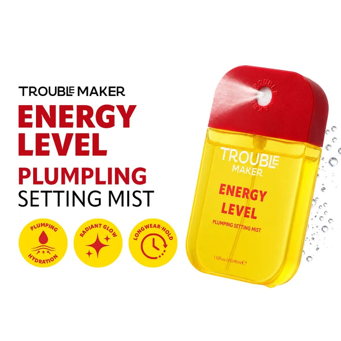 Trouble Maker Energy Level Plumping Setting Mist 4pc Set + 1 Full Size Product Worth 25% Value Free