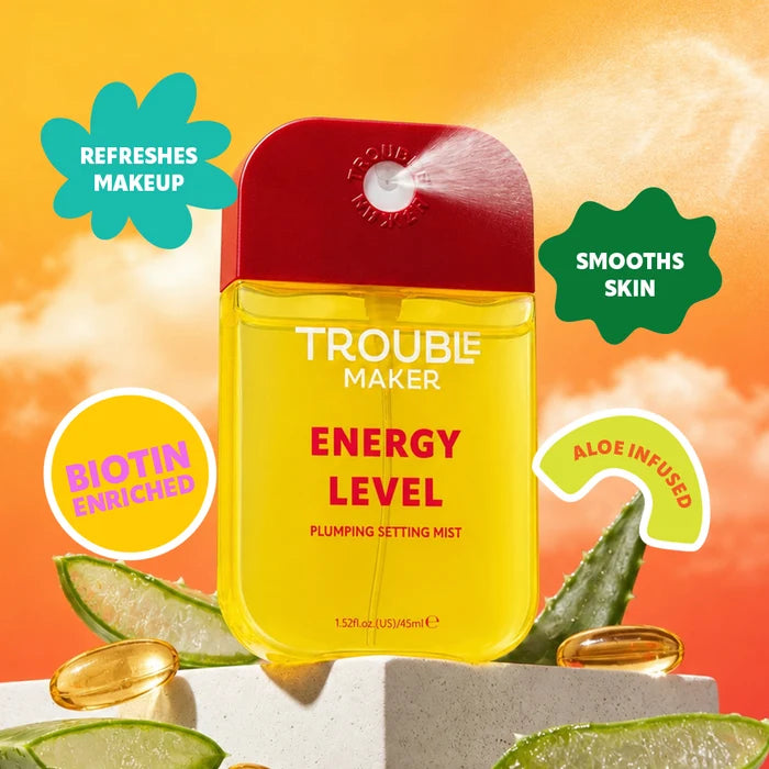 Trouble Maker Energy Level Plumping Setting Mist 4pc Set + 1 Full Size Product Worth 25% Value Free