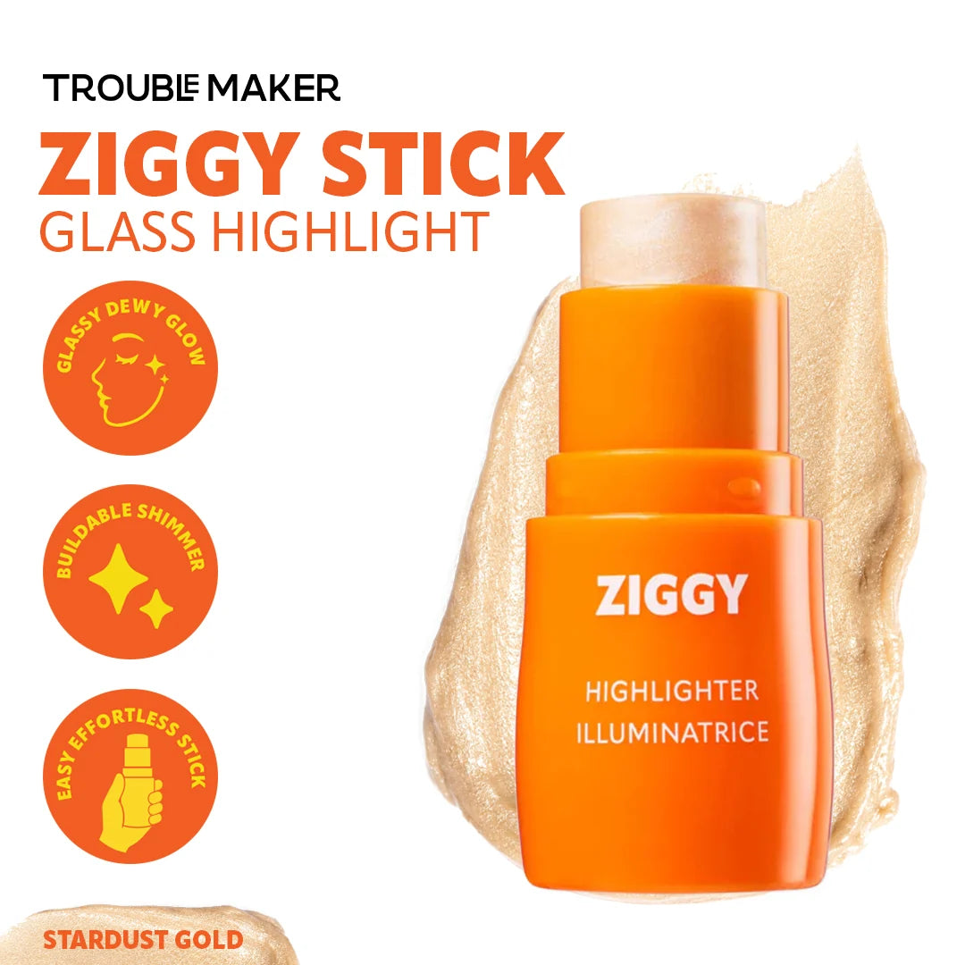 Trouble Maker Ziggy Stick Glass Highlight Stardust Gold 4pc Set + 1 Full Size Product Worth 25% Value Free