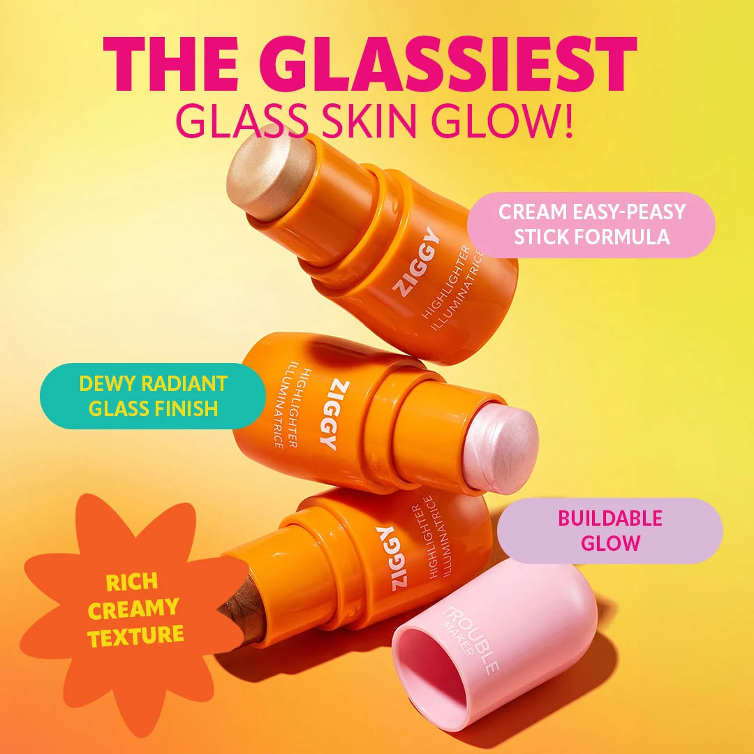 Trouble Maker Ziggy Stick Glass Highlight Earthling Pink 4pc Set + 1 Full Size Product Worth 25% Value Free