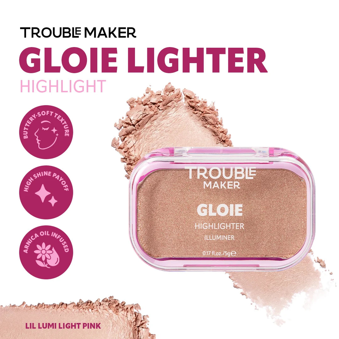 Trouble Maker Gloie Lighter Highlight Lil Lumi Light Pink 4pc Set + 1 Full Size Product Worth 25% Value Free