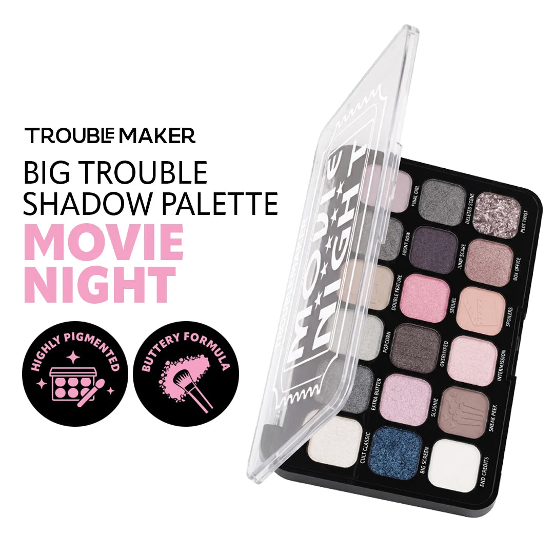 Trouble Maker Big Trouble Shadow Palette Movie Night 4pc Set + 1 Full Size Product Worth 25% Value Free