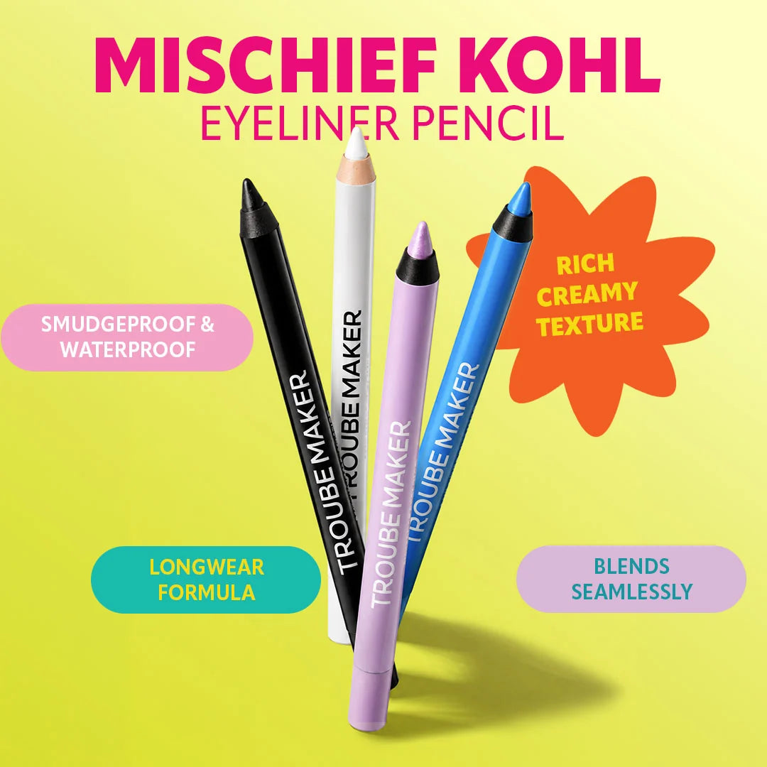 Trouble Maker Mischief Kohl Eyeliner Pencil Bad Habit Blue 4pc Set + 1 Full Size Product Worth 25% Value Free