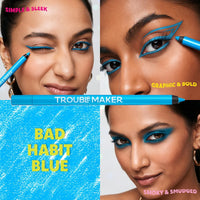 Trouble Maker Mischief Kohl Eyeliner Pencil Bad Habit Blue 4pc Set + 1 Full Size Product Worth 25% Value Free