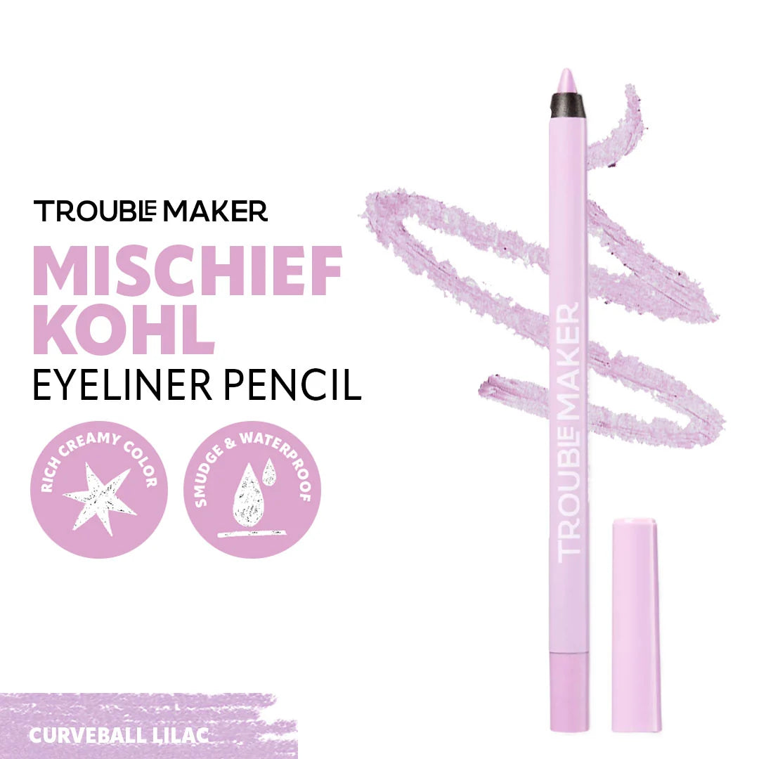 Trouble Maker Mischief Kohl Eyeliner Pencil Curveball Lilac 4pc Set + 1 Full Size Product Worth 25% Value Free