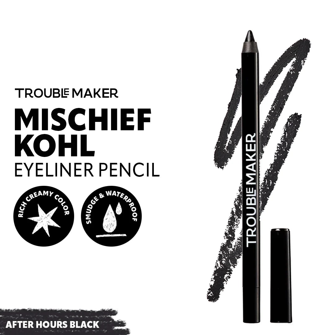 Trouble Maker Mischief Kohl Eyeliner Pencil After Hours Black 4pc Set + 1 Full Size Product Worth 25% Value Free