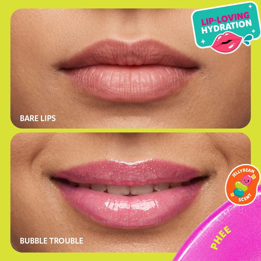 Trouble Maker Bubble Trouble Lip Gloss Phee Pink 4pc Set + 1 Full Size Product Worth 25% Value Free