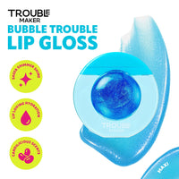 Trouble Maker Bubble Trouble Lip Gloss Maxi Blue 4pc Set + 1 Full Size Product Worth 25% Value Free