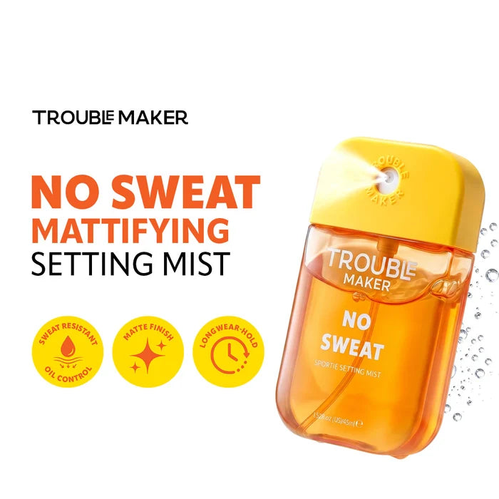 Trouble Maker No Sweat Mattifying Setting Mist 4pc Set + 1 Full Size Product Worth 25% Value Free