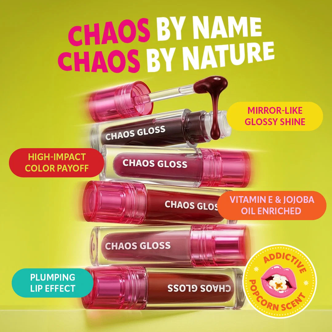 Trouble Maker Chaos Gloss Lipgloss Joy Ride Nude 4pc Set + 1 Full Size Product Worth 25% Value Free