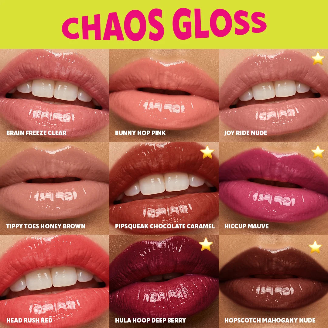 Trouble Maker Chaos Gloss Lipgloss Hopscotch Mahogany Nude 4pc Set + 1 Full Size Product Worth 25% Value Free