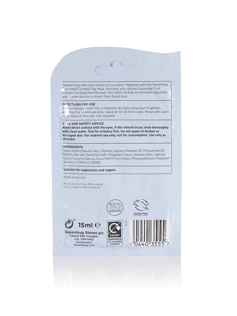 Superdrug Cucumber Cooling Clay Face Mask 4pc Set + 1 Full Size Product Worth 25% Value Free