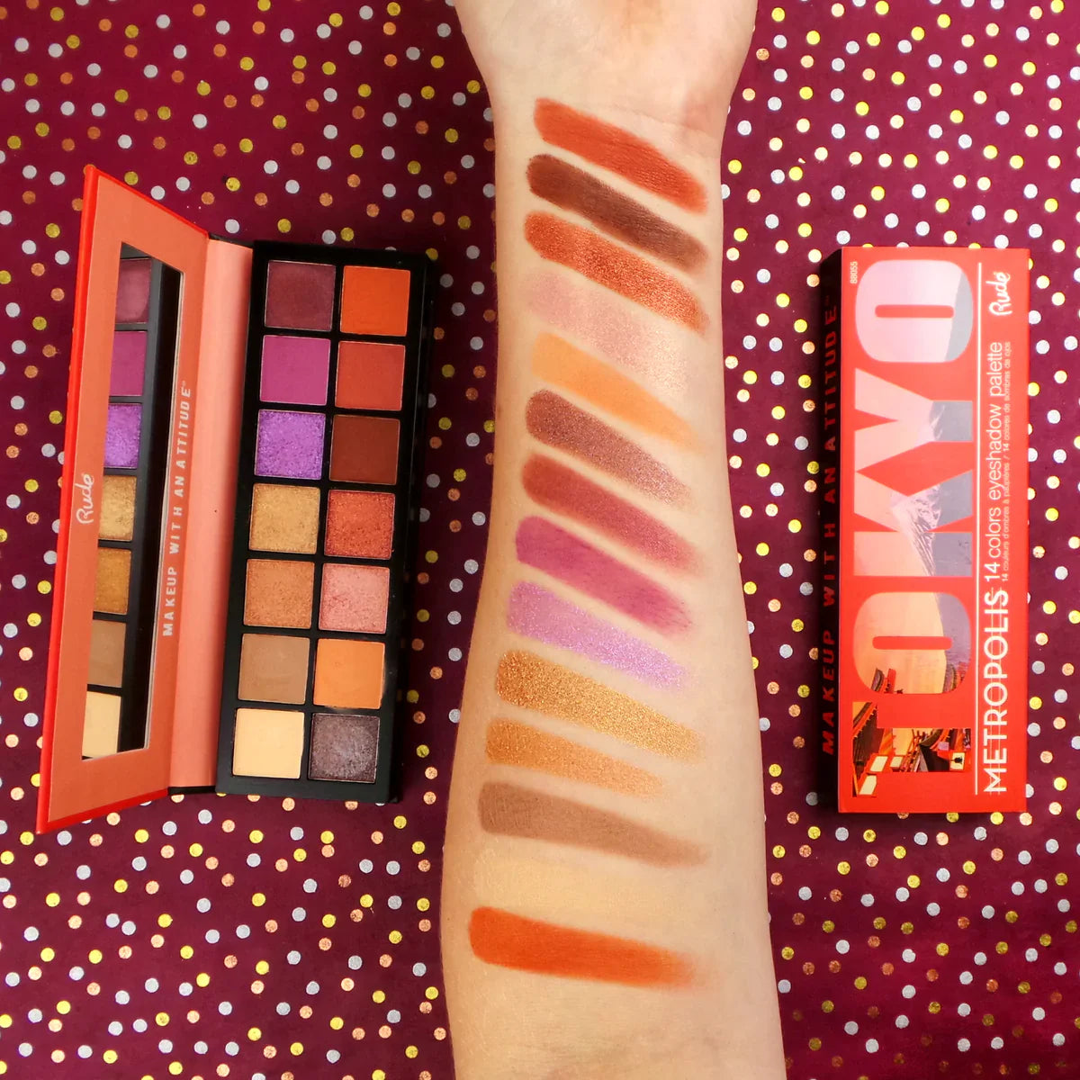 Rude Metropolis 14 Eyeshadows - Tokyo 4pc Set + 1 Full Size Product Worth 25% Value Free