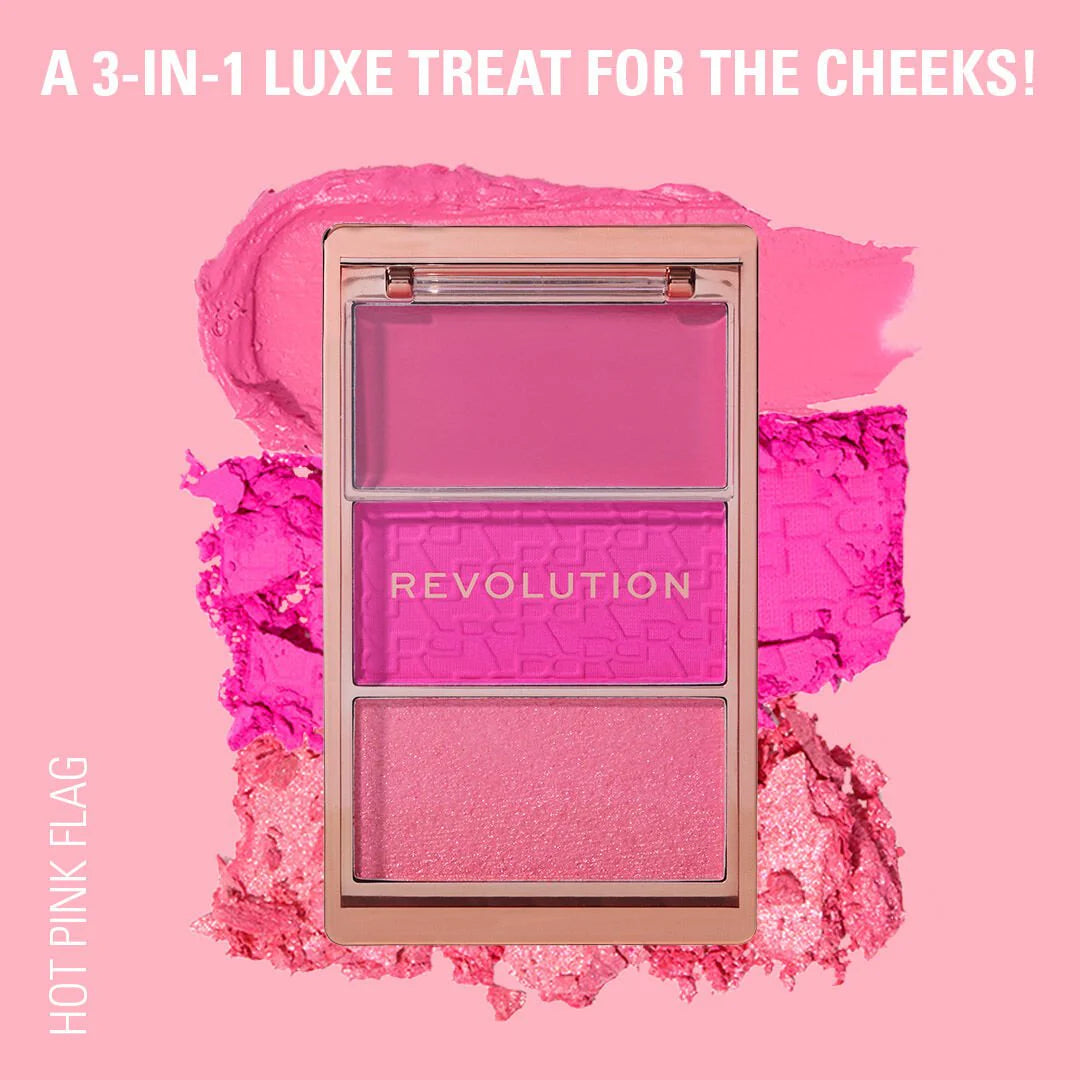 Makeup Revolution Blush Icon Palette Hot Pink Flag 4pc Set + 1 Full Size Product Worth 25% Value Free