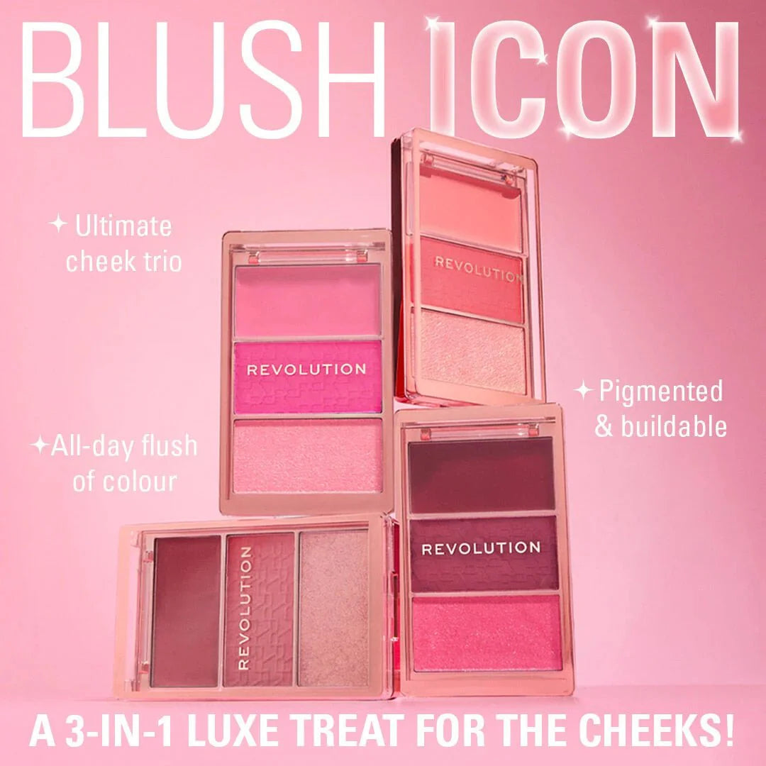Makeup Revolution Blush Icon Palette Hot Pink Flag 4pc Set + 1 Full Size Product Worth 25% Value Free